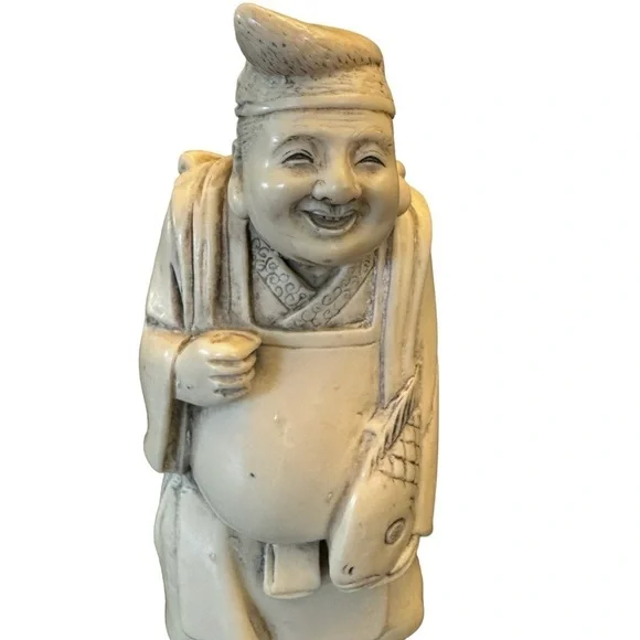 Great 19th Century Vintage Asian Fisherman Sculpture Figurine - Picture 3 of 14